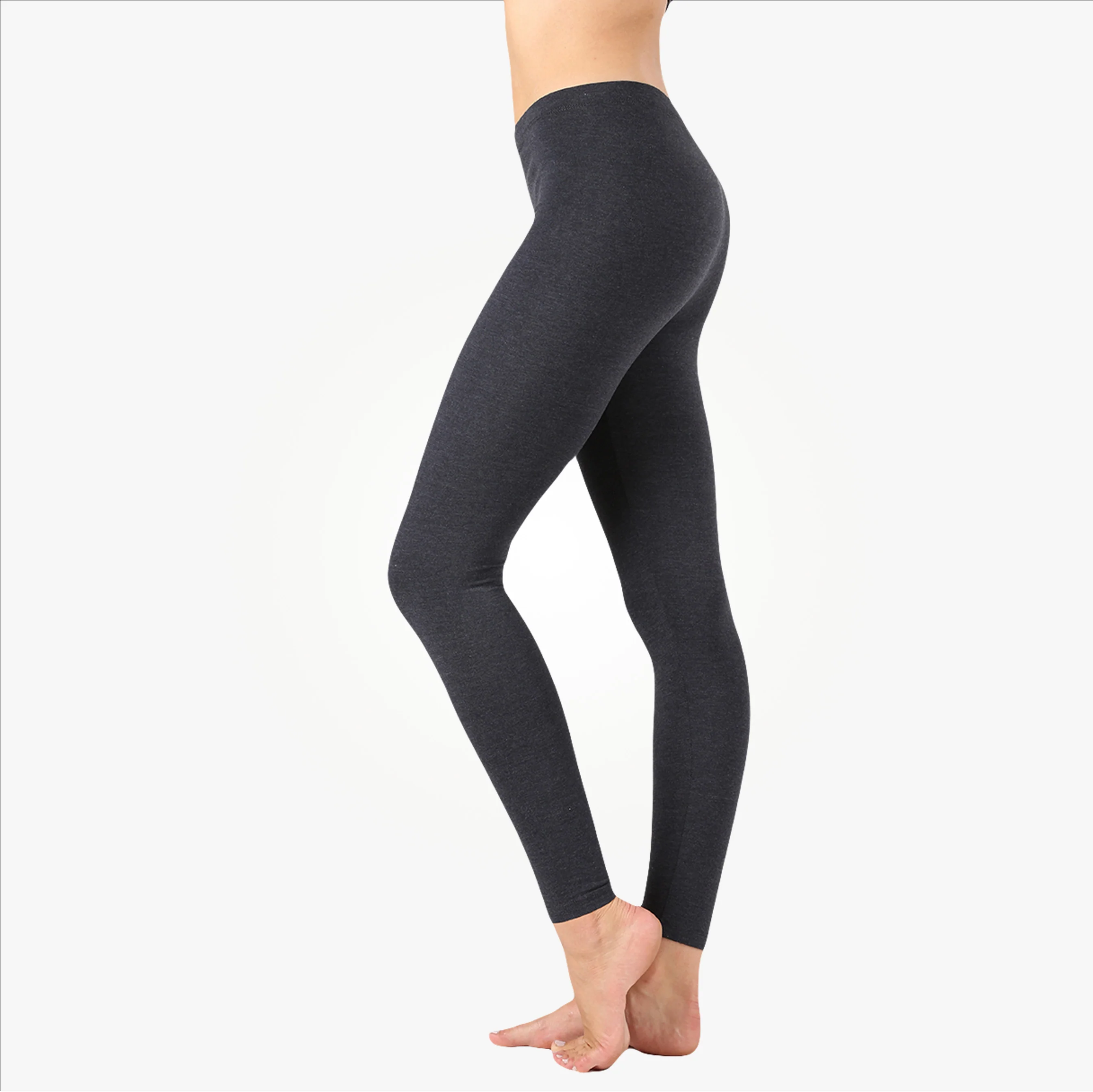 Women Basic Solid Color Cotton Full Length Leggings - Image 10