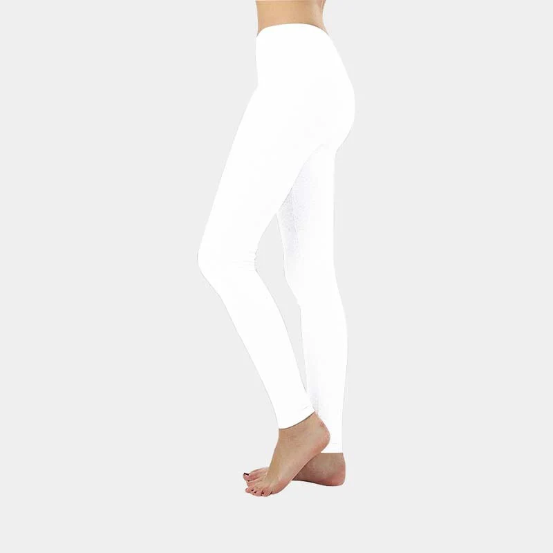 Women Basic Solid Color Cotton Full Length Leggings - Image 11