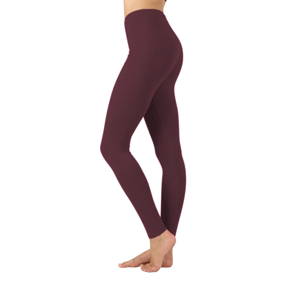 Women Basic Solid Color Cotton Full Length Leggings - Image 20