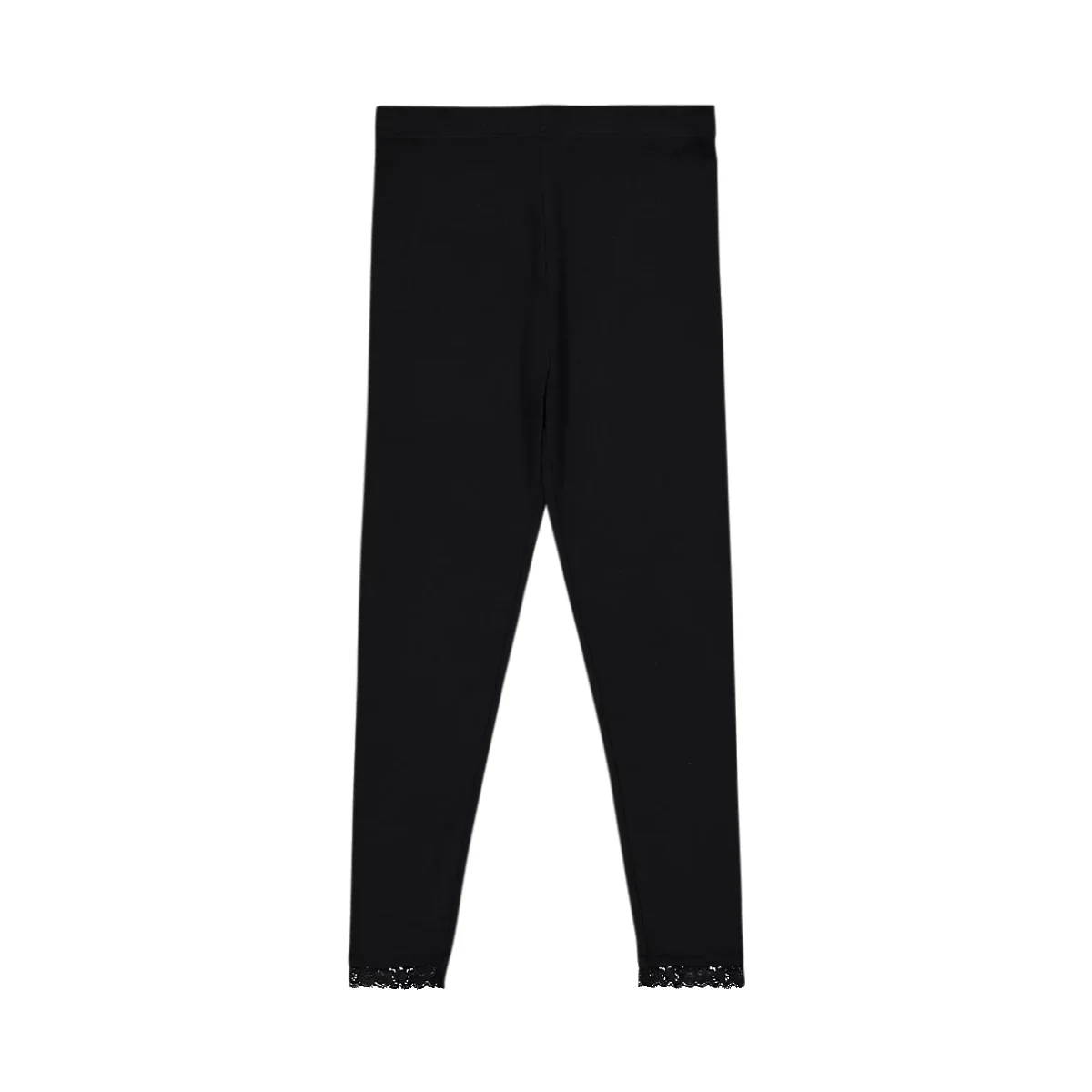 Women Lace Trim Cotton Cropped Length Leggings - Image 4