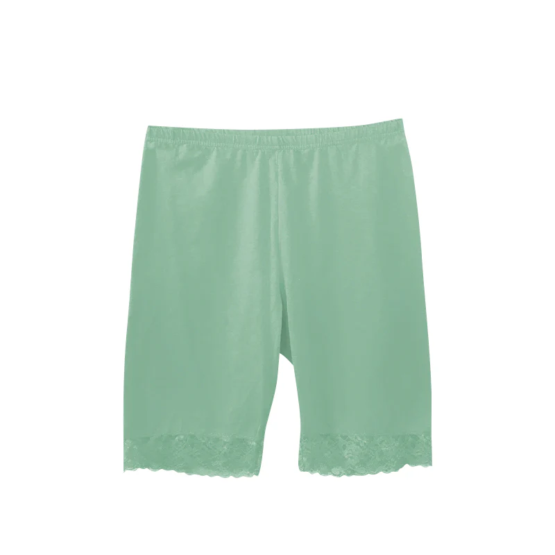 Women’s Cotton Blend Mid Waist Lace Trim Stretch Sports Bike Shorts - Image 13