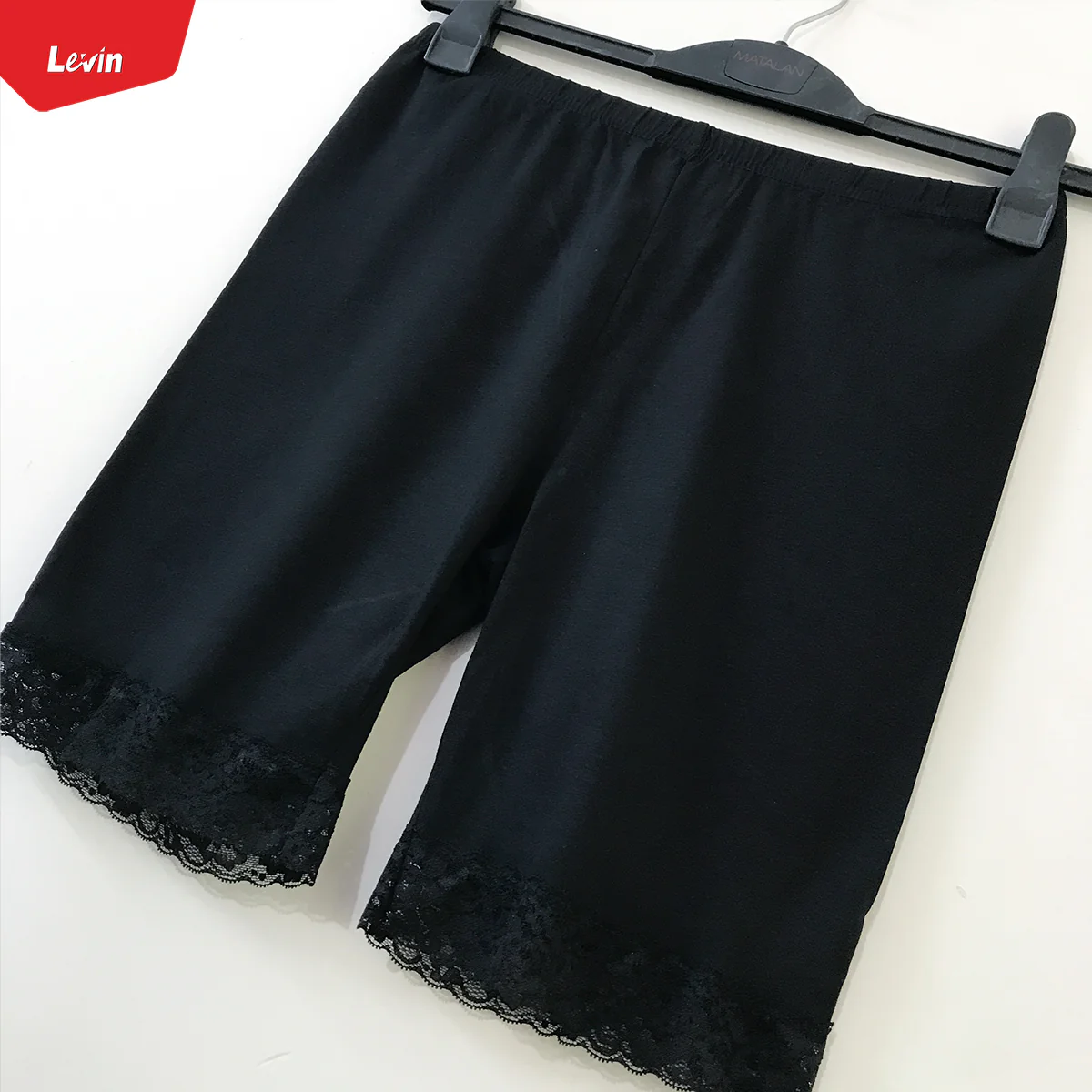 Women’s Cotton Blend Mid Waist Lace Trim Stretch Sports Bike Shorts - Image 3