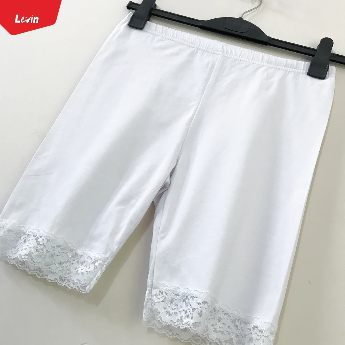 Women’s Cotton Blend Mid Waist Lace Trim Stretch Sports Bike Shorts - Image 9