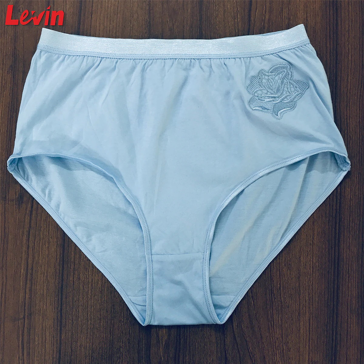Women’s Cotton High Waist Full Back Coverage Classic Brief With Floral Embroidery - Image 12