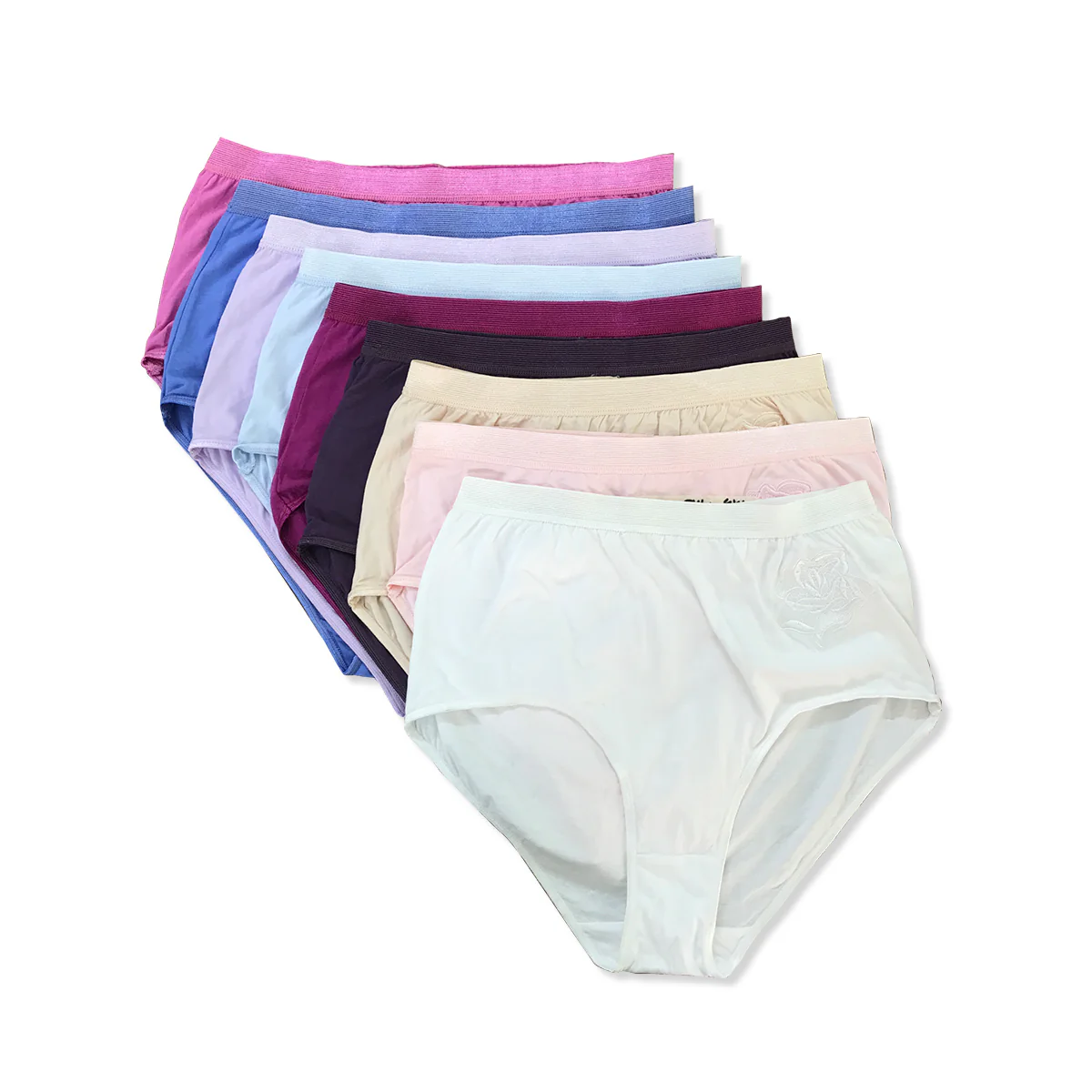 Women’s Cotton High Waist Full Back Coverage Classic Brief With Floral Embroidery - Image 18