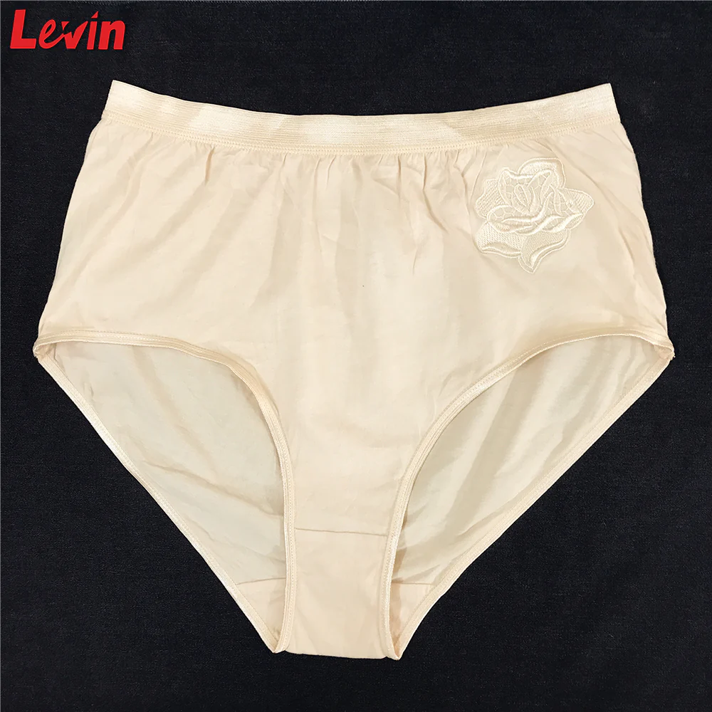 Women’s Cotton High Waist Full Back Coverage Classic Brief With Floral Embroidery - Image 6