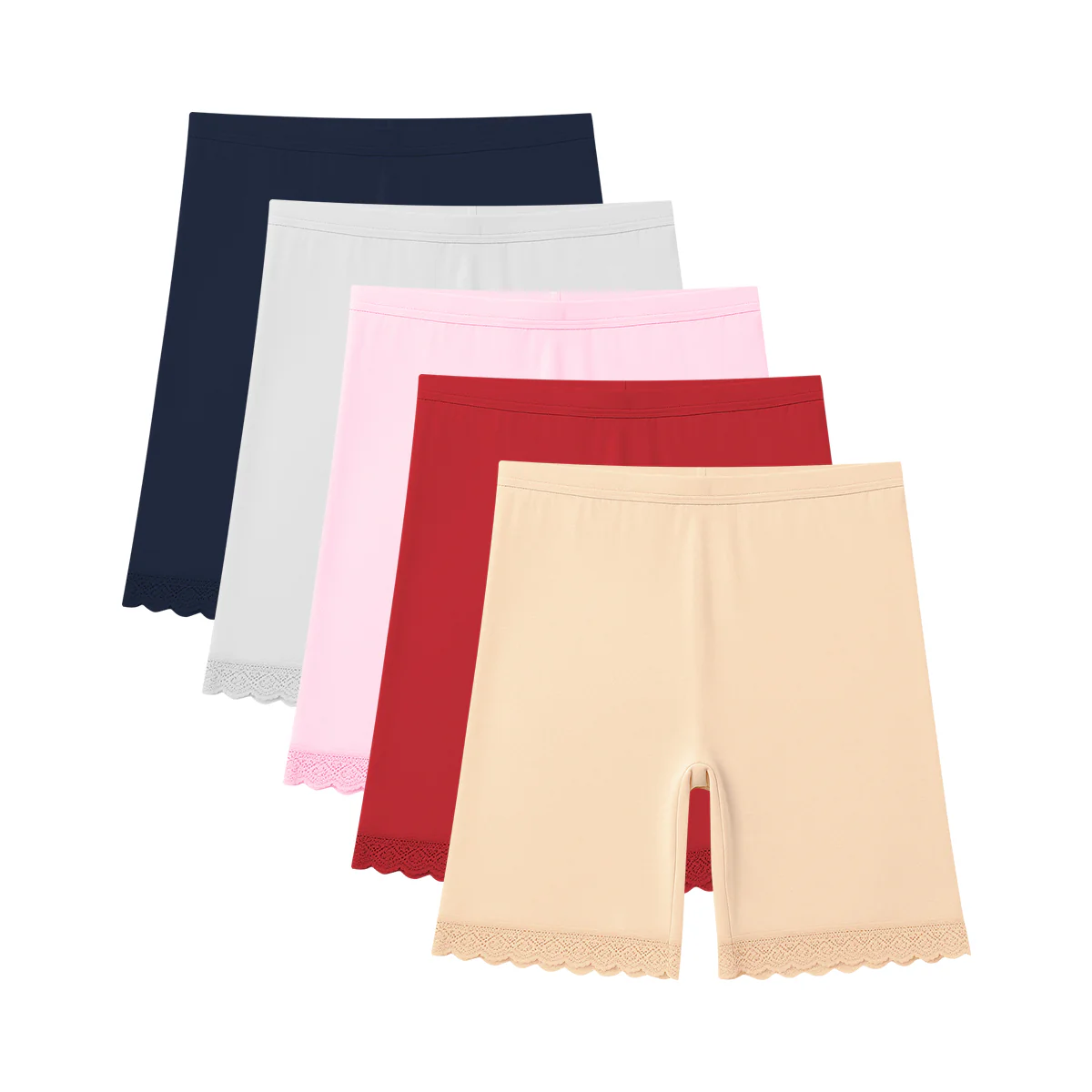 Women’s Cotton Mid Waist Lace Trim Stretch Shorts