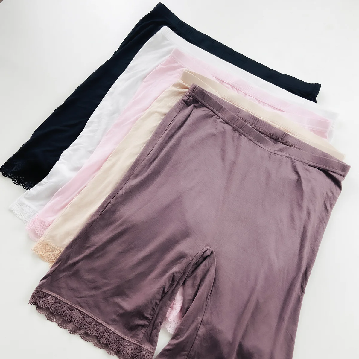 Women’s Cotton Mid Waist Lace Trim Stretch Shorts - Image 8