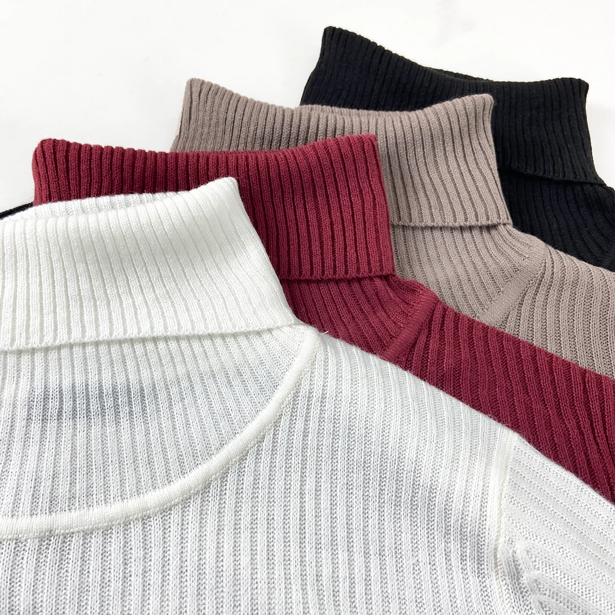 Womens Ribbed Knit Turtleneck Soft Stretch Sweater - Image 2