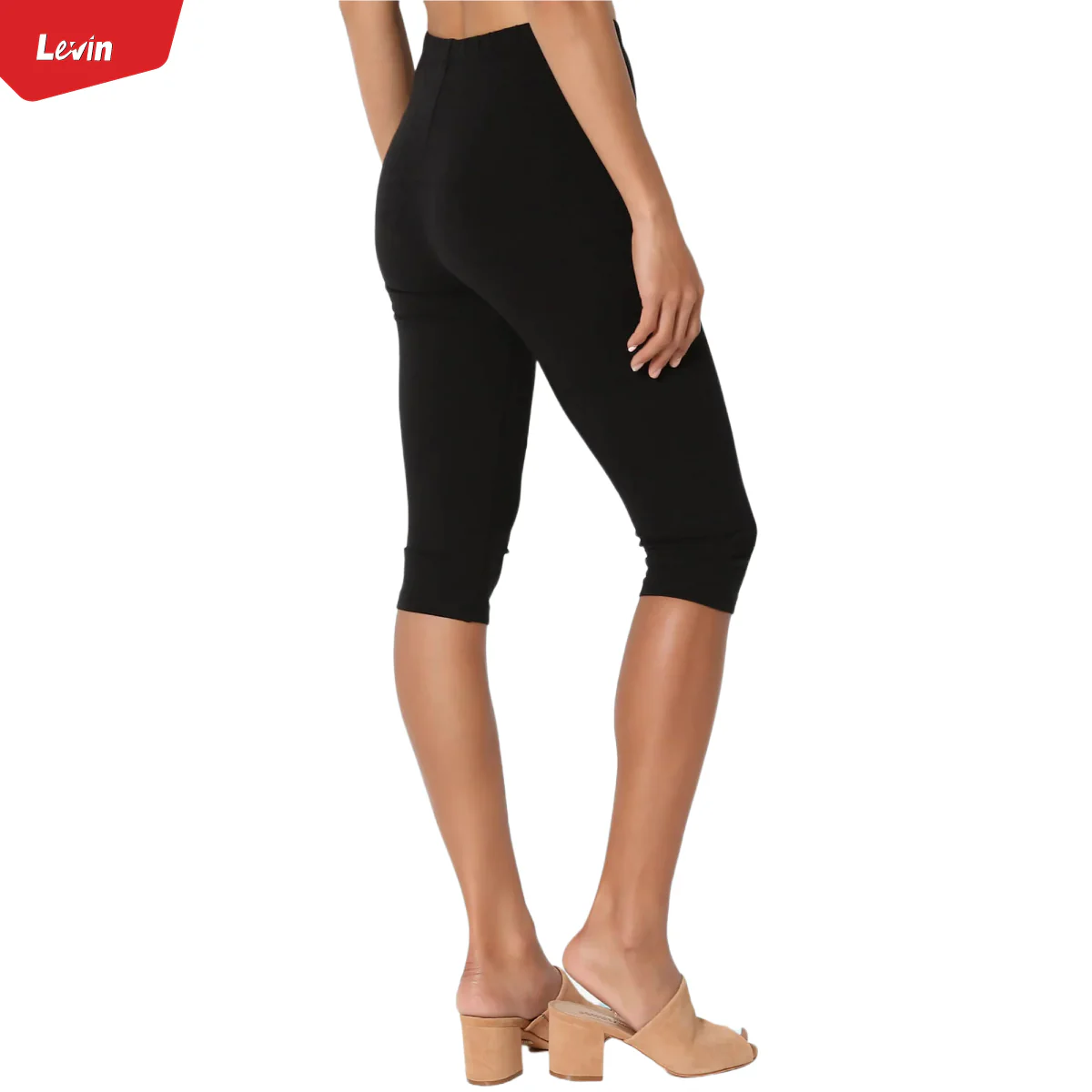 Women's 3/4 Basic Cotton Capri Leggings - Image 3