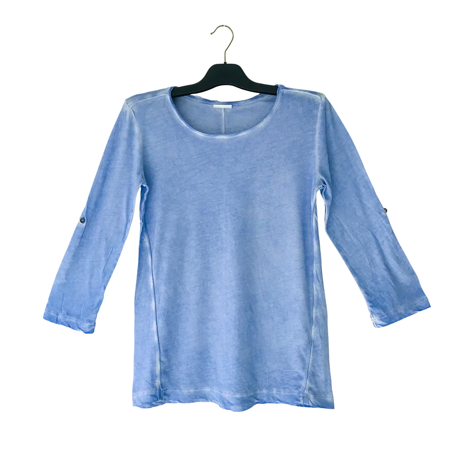 Women's Acid Wash Crewneck 3/4 sleeve T-Shirt - Image 10