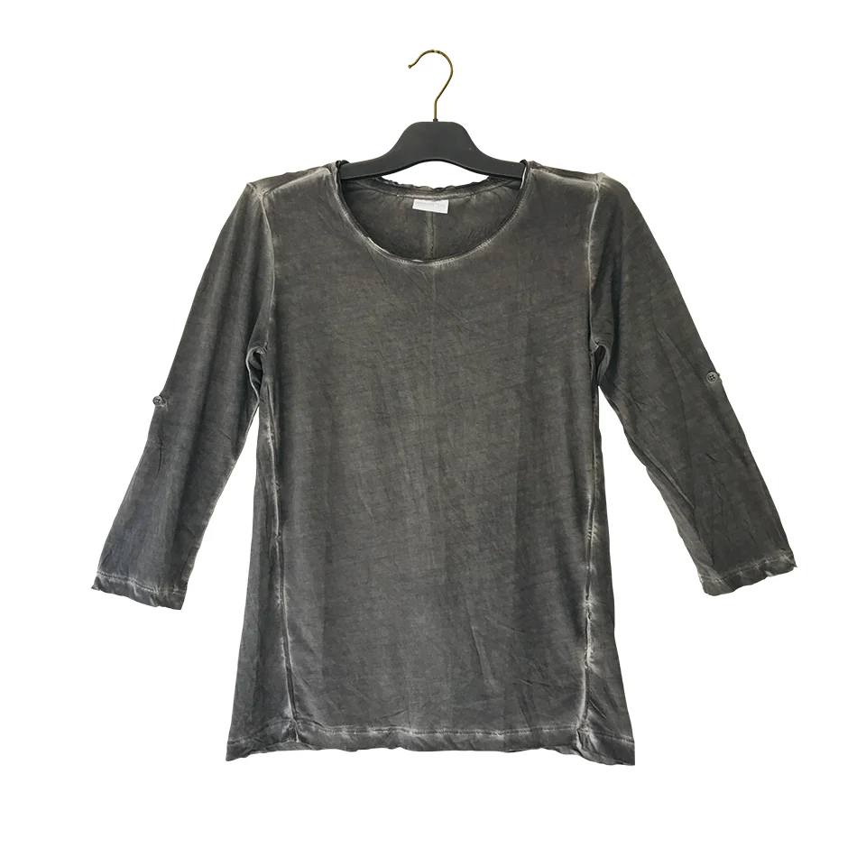 Women's Acid Wash Crewneck 3/4 sleeve T-Shirt - Image 11