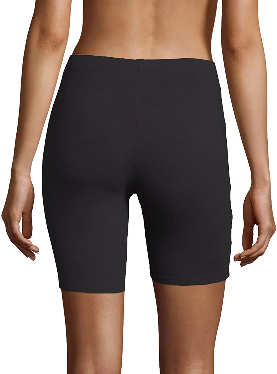 Womens Black Stretch Cotton Biker Shorts - Image 3