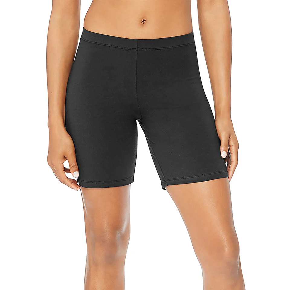 Womens Black Stretch Cotton Biker Shorts - Image 9