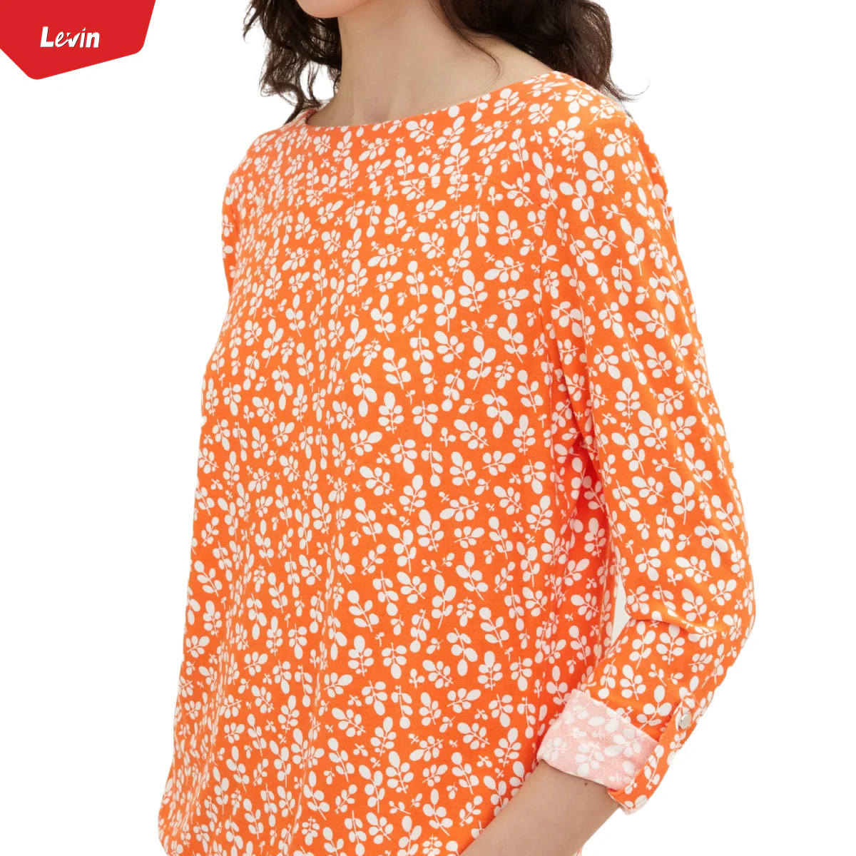 Womens Boat Neck Long Sleeve Printed Top - Image 18