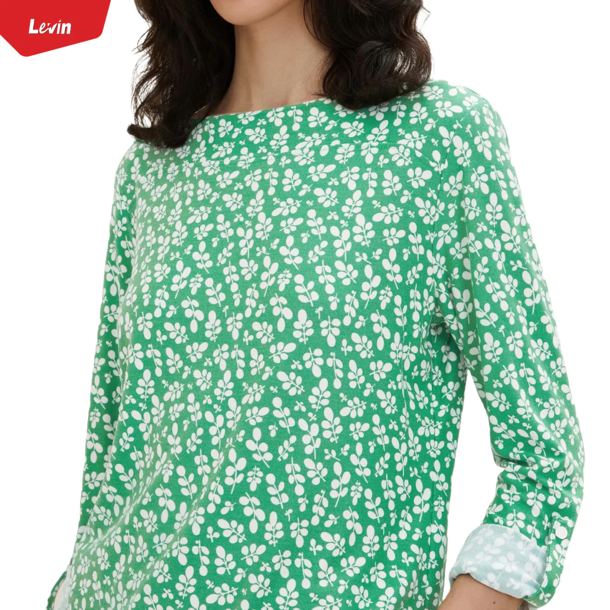 Womens Boat Neck Long Sleeve Printed Top - Image 20