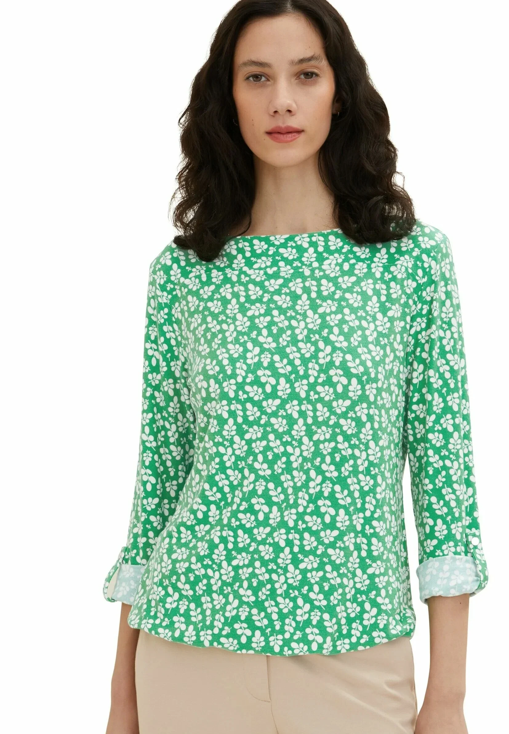 Womens Boat Neck Long Sleeve Printed Top - Image 27