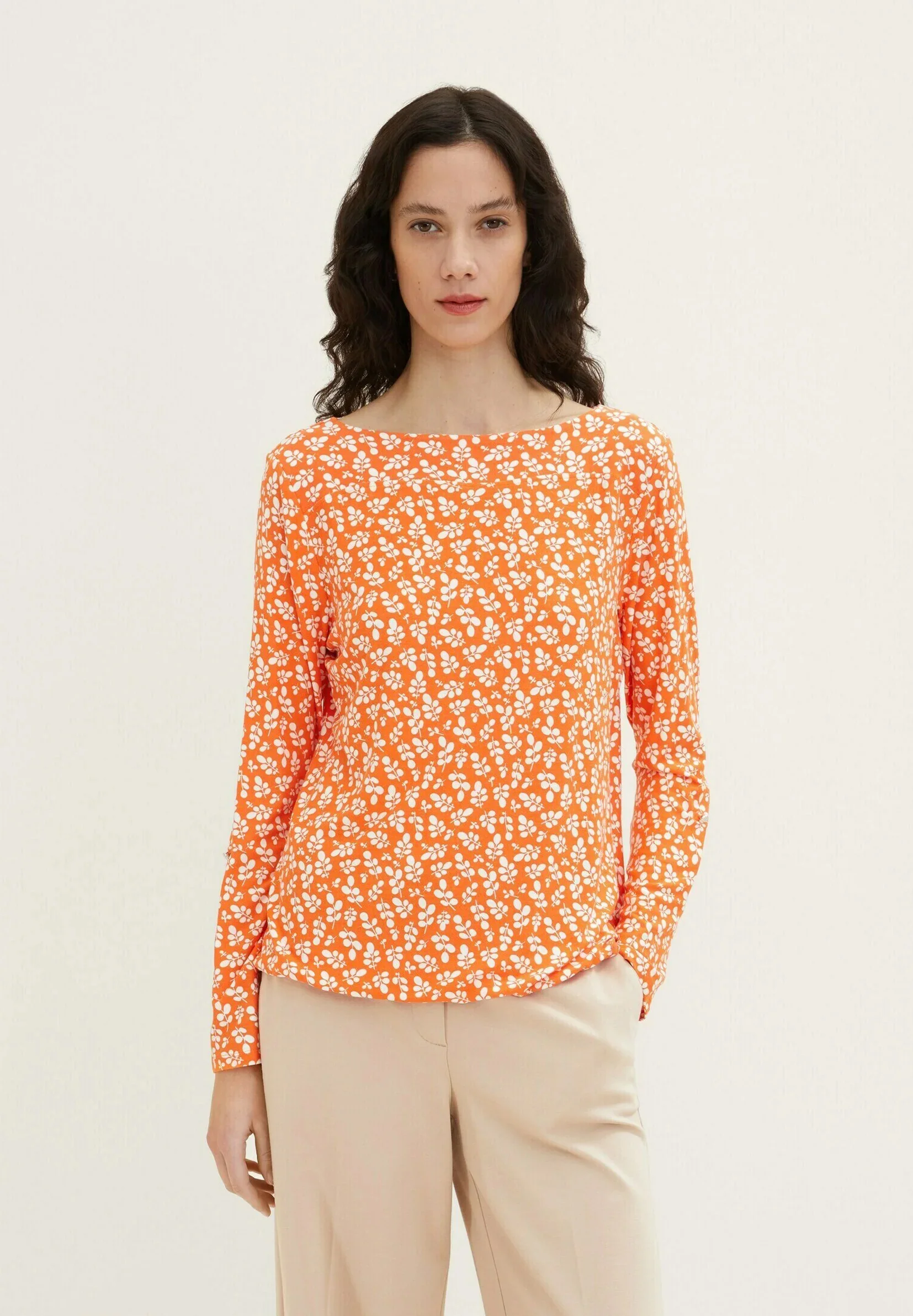 Womens Boat Neck Long Sleeve Printed Top - Image 28