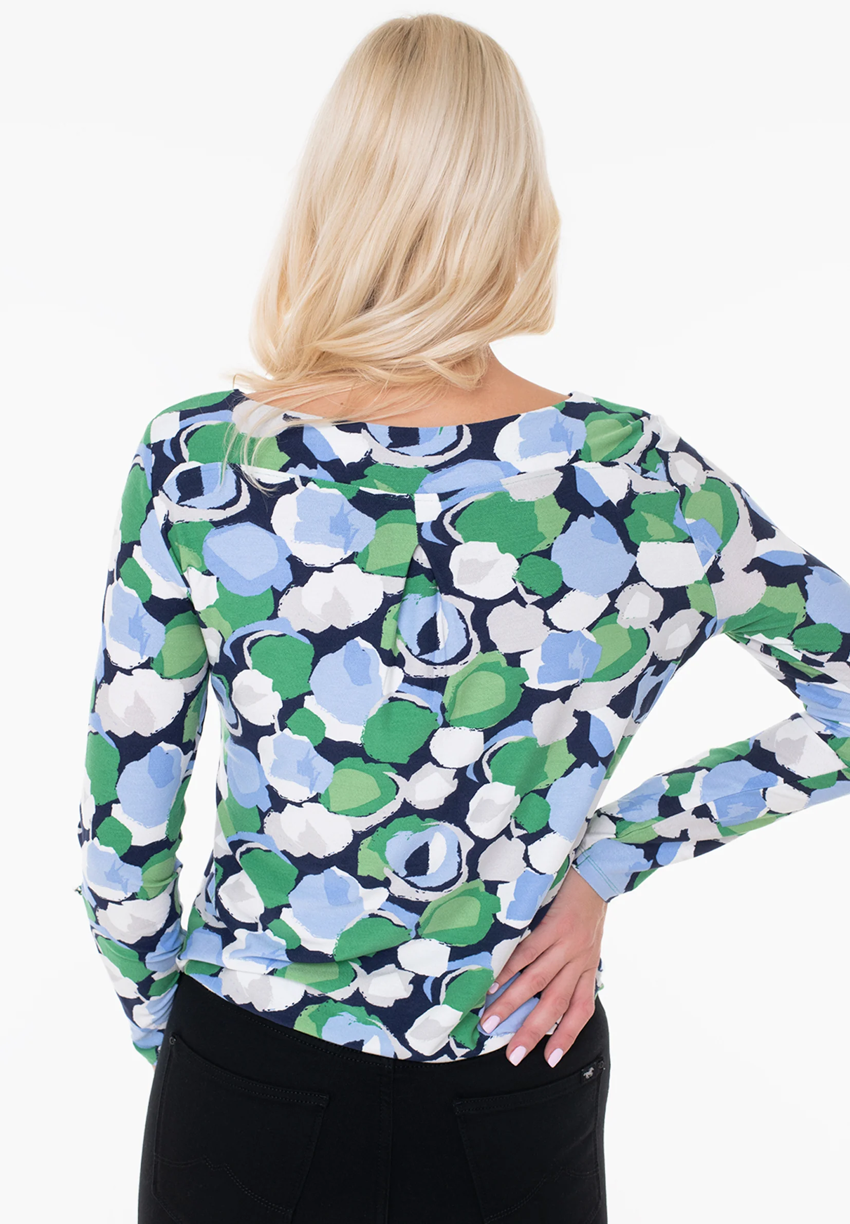Womens Boat Neck Long Sleeve Printed Top - Image 29