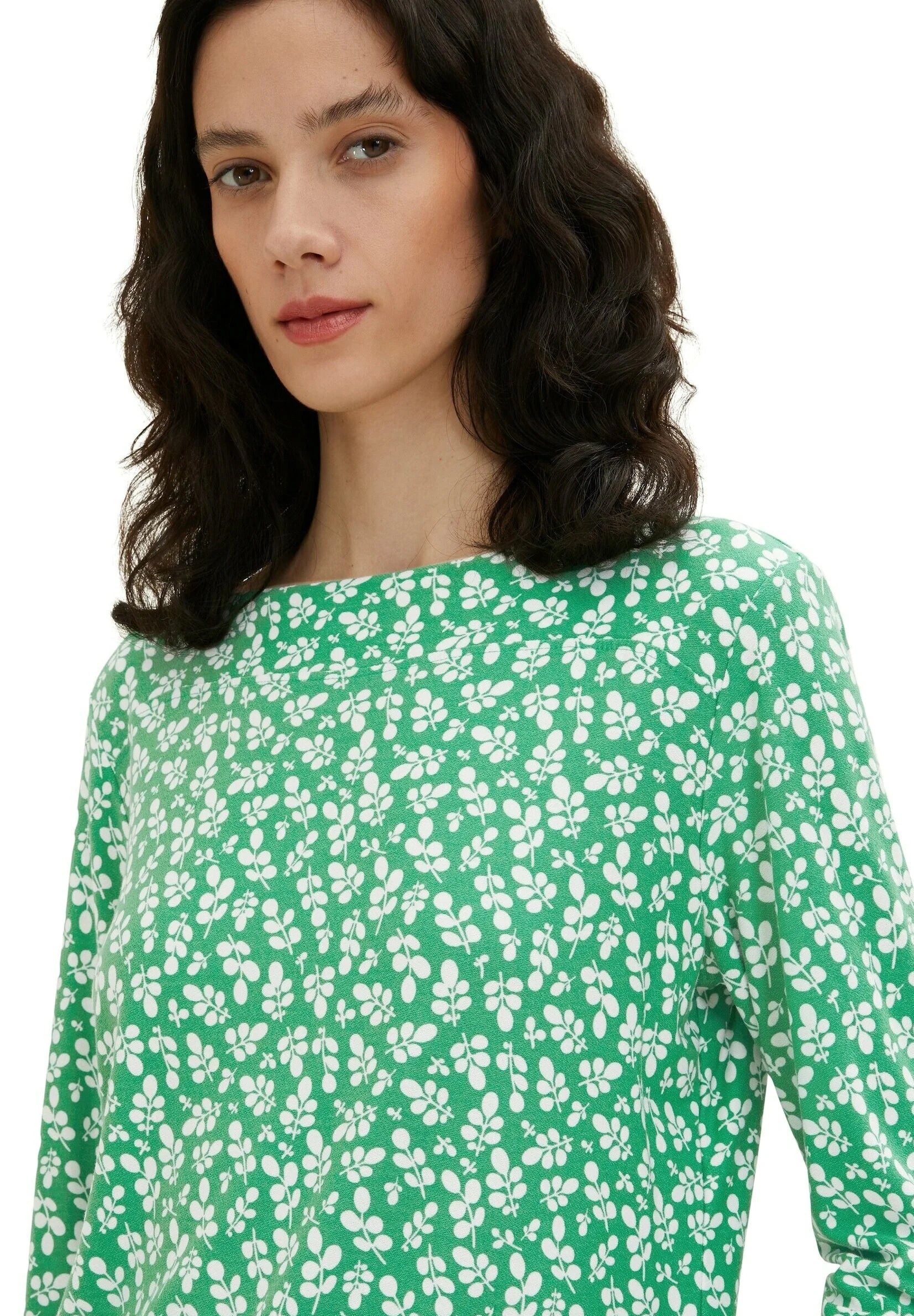 Womens Boat Neck Long Sleeve Printed Top - Image 30
