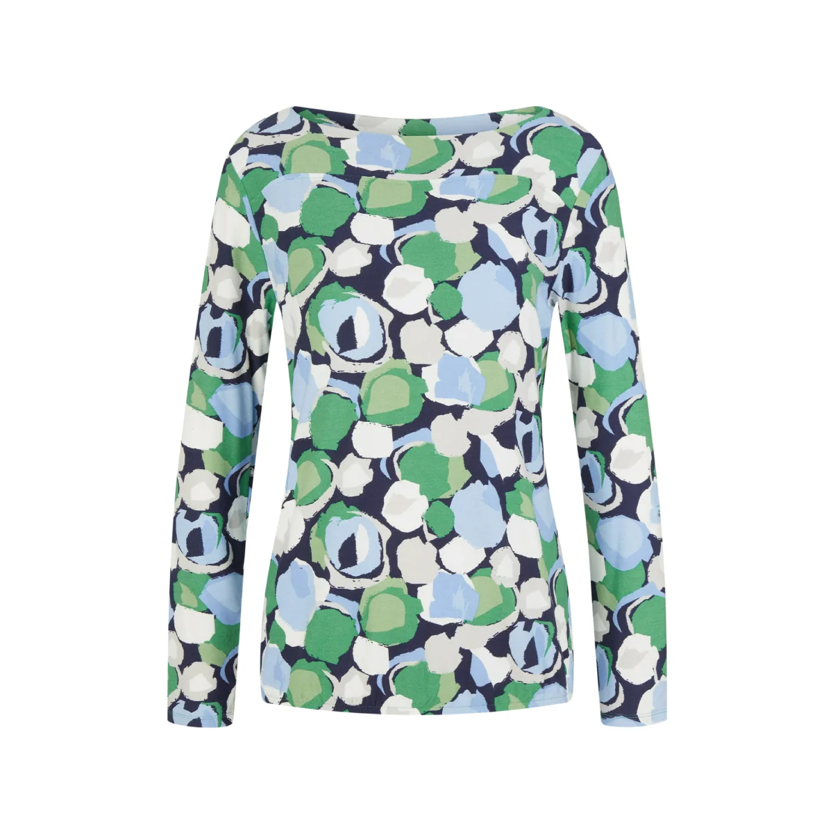 Womens Boat Neck Long Sleeve Printed Top - Image 31