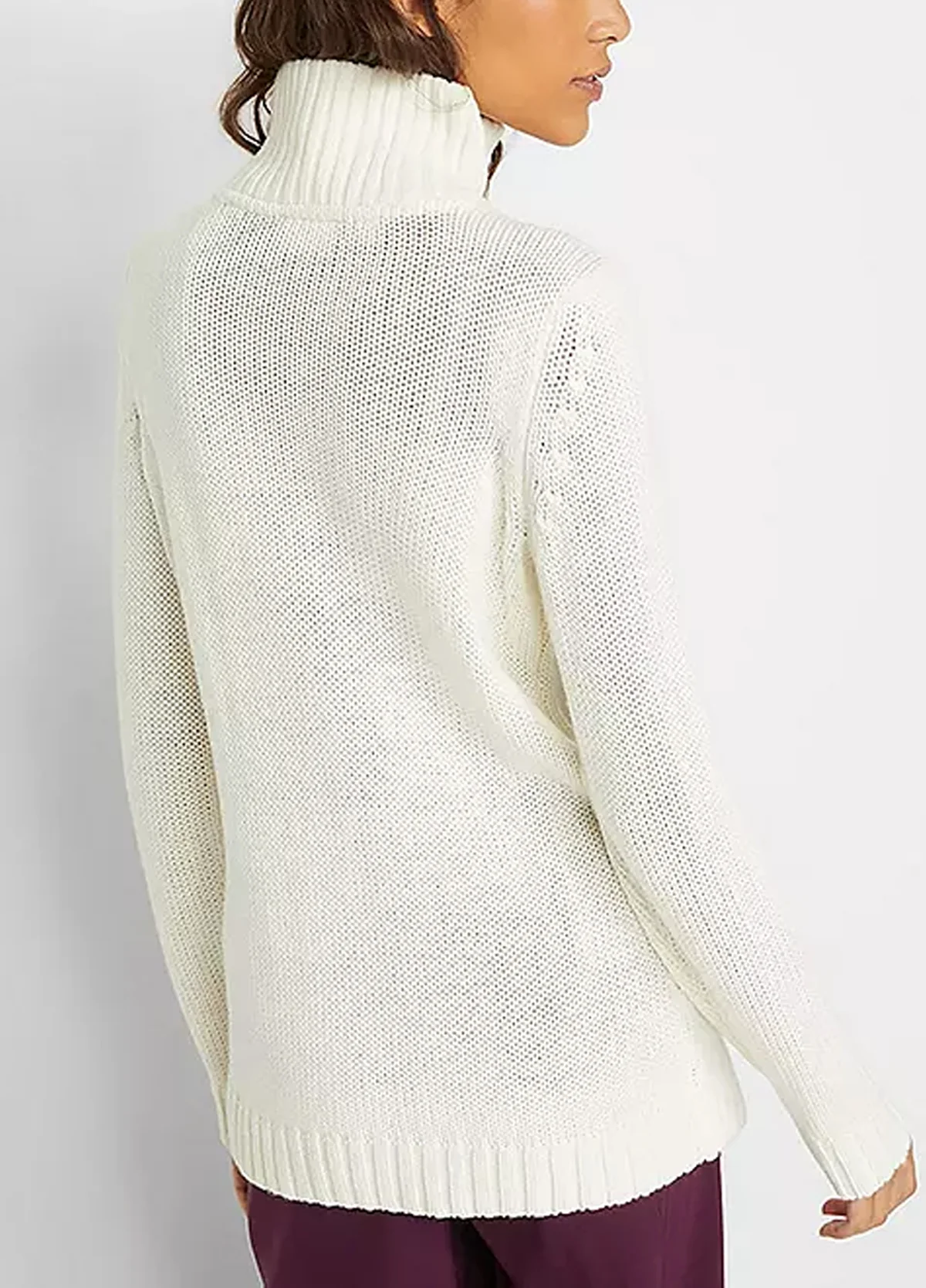 Womens Cable Knit Quarter Zip Pullover Sweater - Image 10