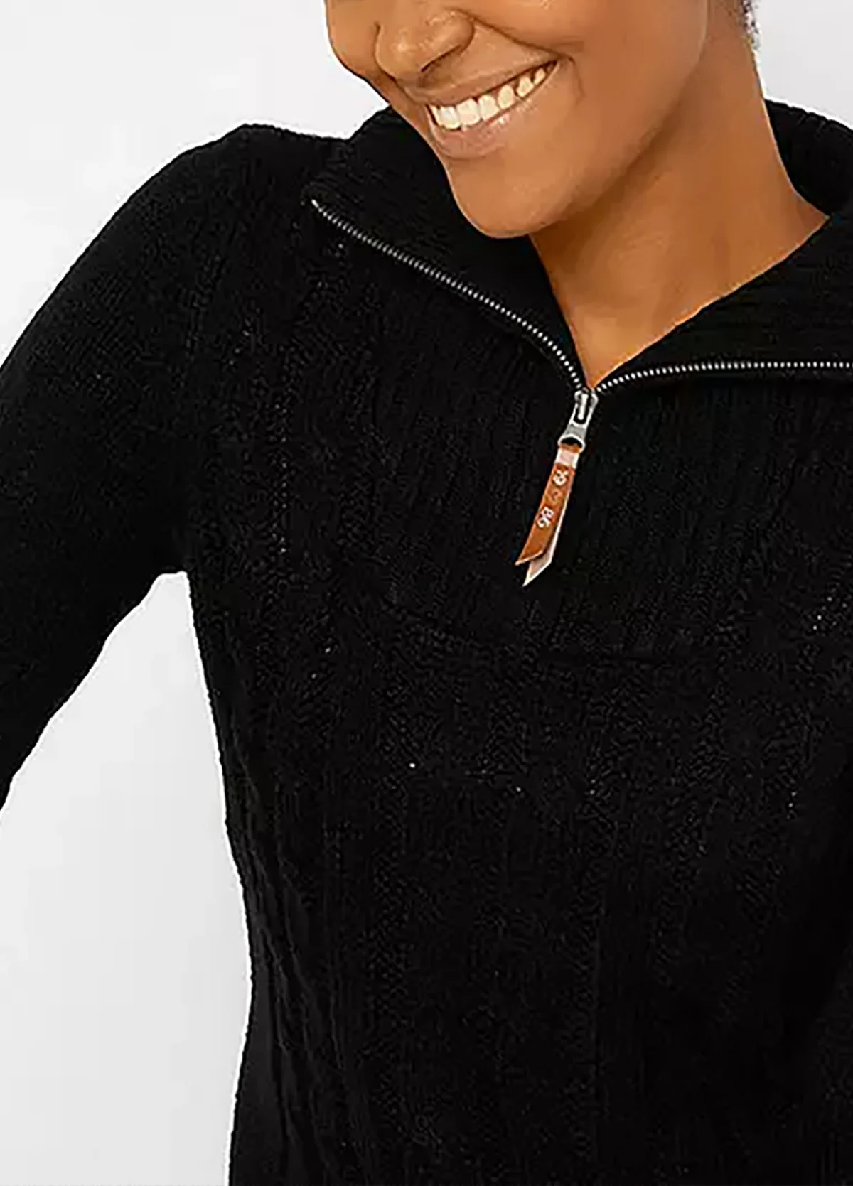 Womens Cable Knit Quarter Zip Pullover Sweater - Image 13