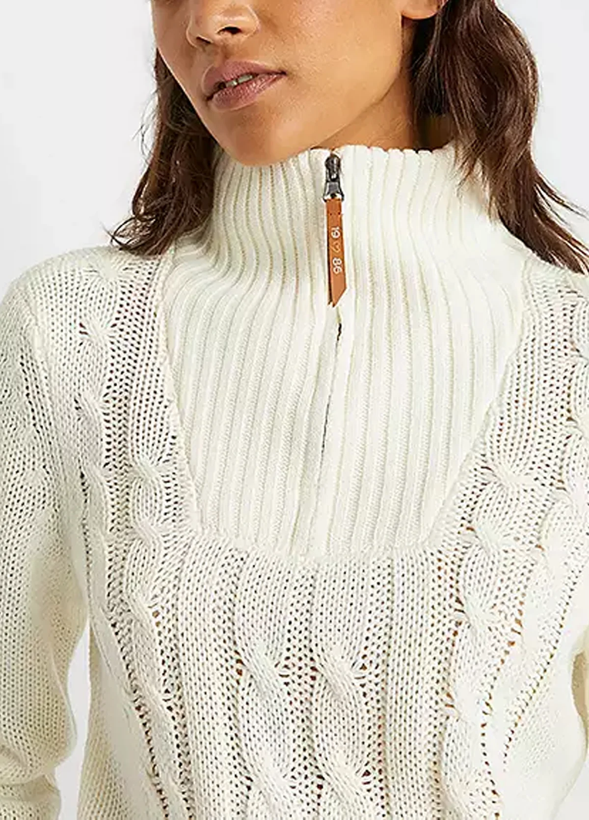 Womens Cable Knit Quarter Zip Pullover Sweater - Image 9
