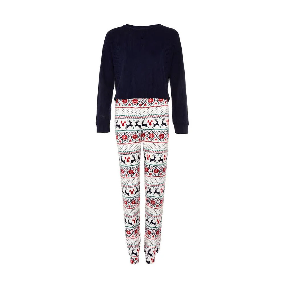 Womens Casual Printed Holiday Cozy Pajama Joggers - Image 3