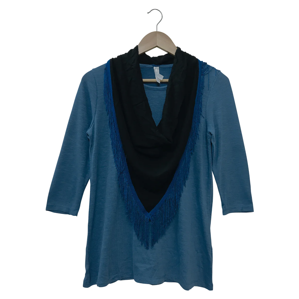 Women's Casual Cotton Long Sleeve Fringe Hem Solid T-Shirt - Image 3