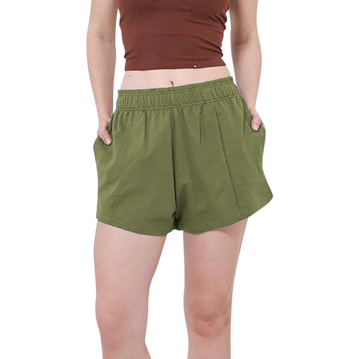 Womens Casual High-Waisted Cotton Terry Shorts - Image 10