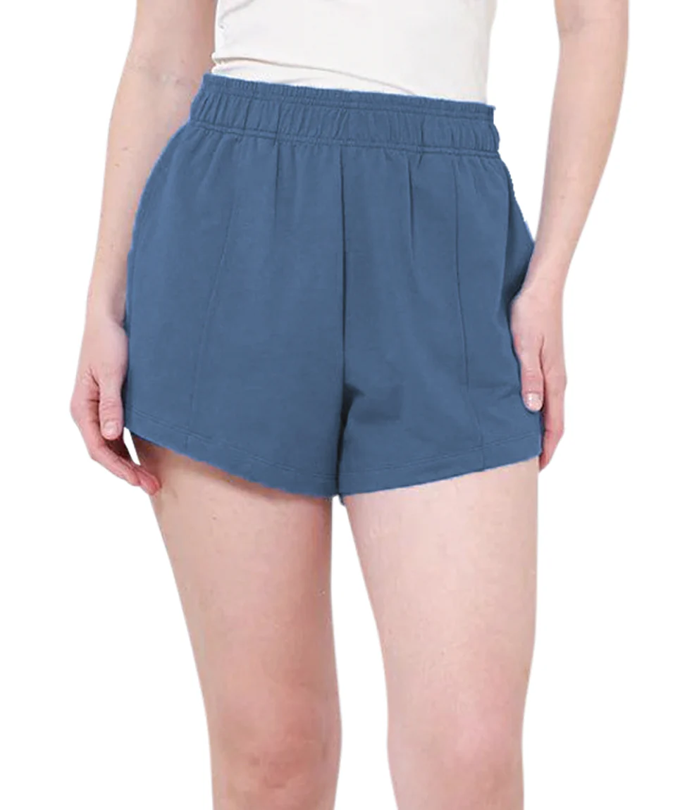 Womens Casual High-Waisted Cotton Terry Shorts - Image 3