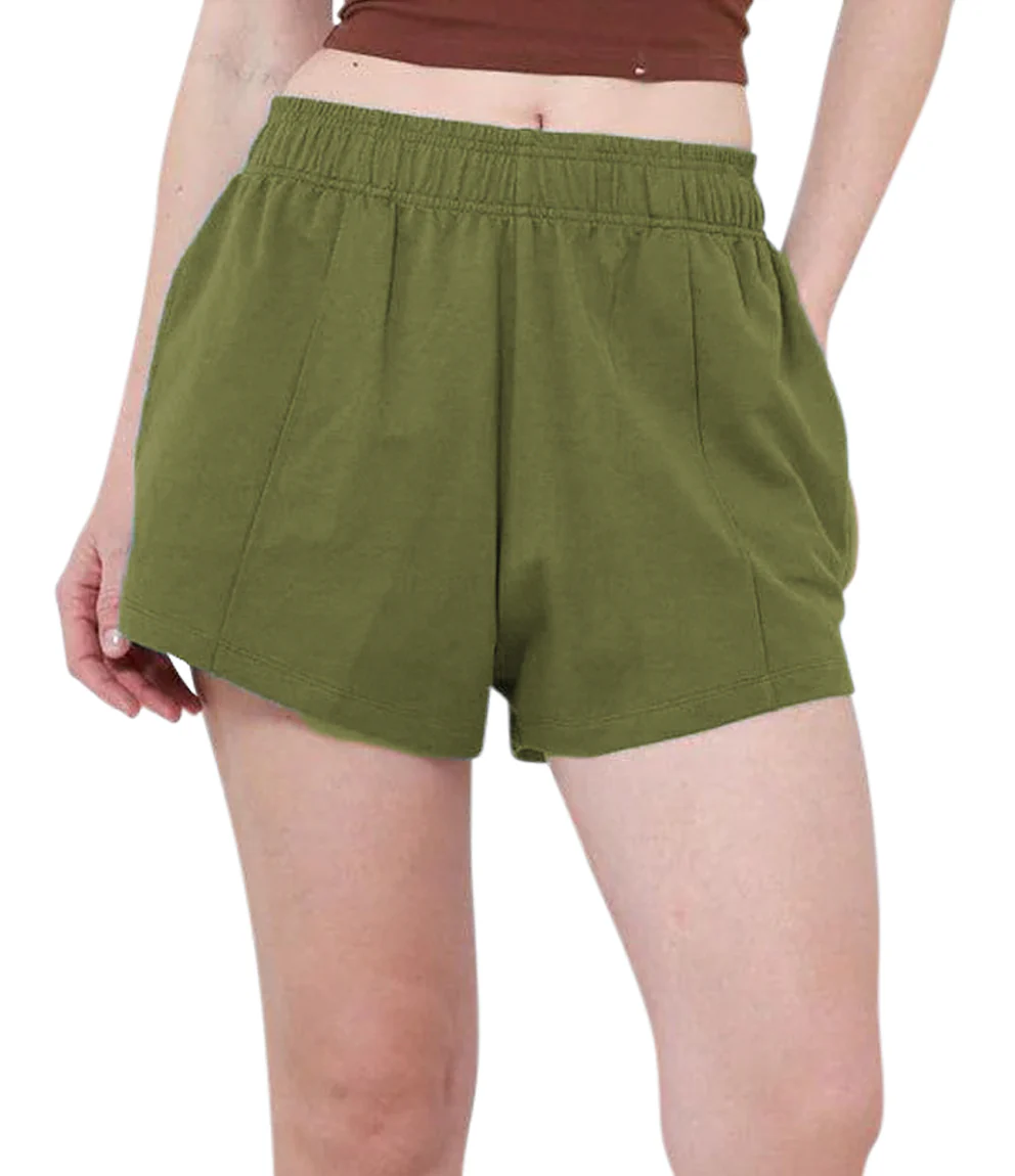 Womens Casual High-Waisted Cotton Terry Shorts - Image 7