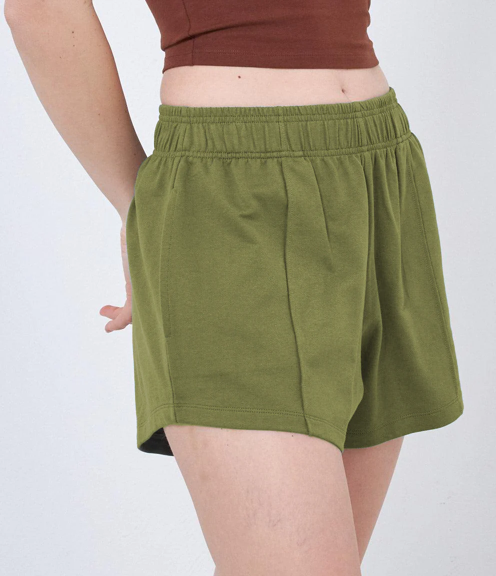 Womens Casual High-Waisted Cotton Terry Shorts - Image 8