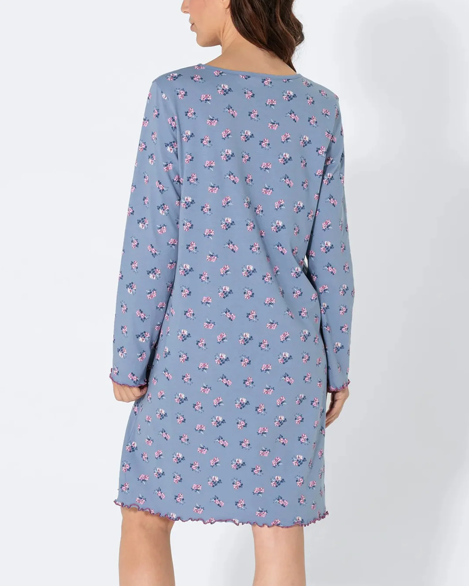 Womens Classic Pure Cotton Printed V-Neck Nightgown - Image 3