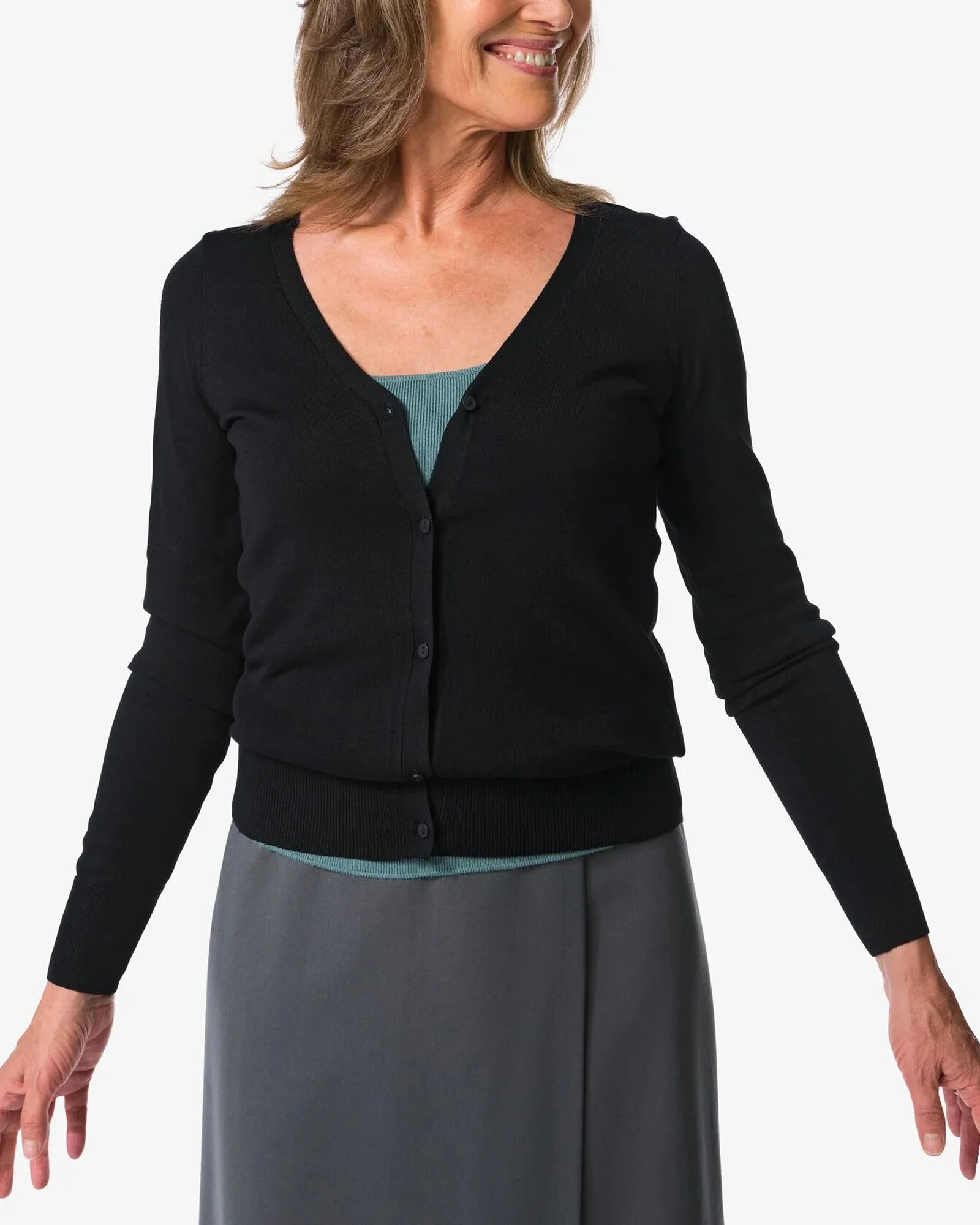 Womens Classic V-Neck Button-Down Long Sleeve Cardigan Sweater - Image 5