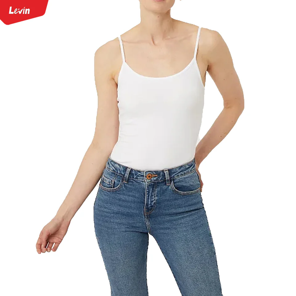 Women's Cotton Scoop Neck Adjustable Spaghetti Strap Cami Tank Tops - Image 3