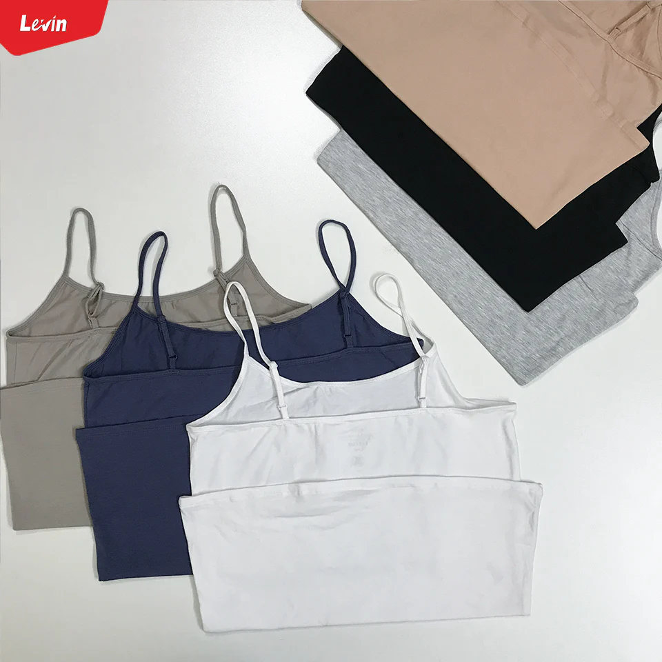 Women's Cotton Scoop Neck Adjustable Spaghetti Strap Cami Tank Tops - Image 7