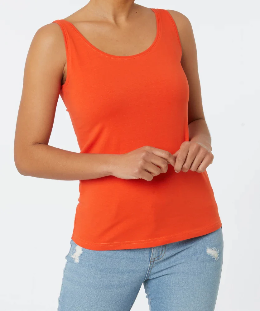Womens Cotton Stretch Round Neck Solid Tank Top - Image 13