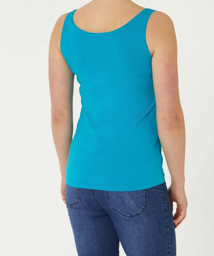 Womens Cotton Stretch Round Neck Solid Tank Top - Image 3