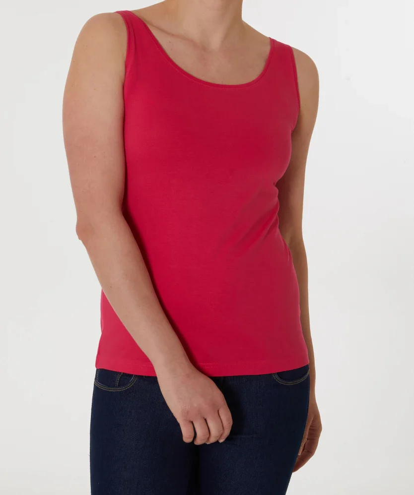 Womens Cotton Stretch Round Neck Solid Tank Top - Image 6