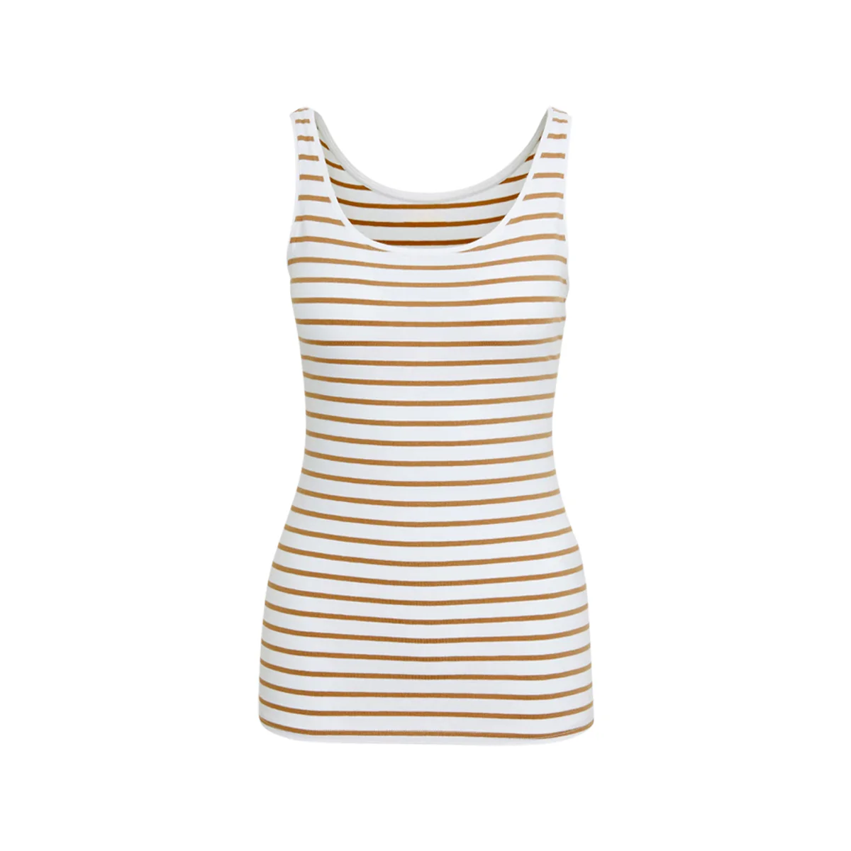 Womens Cotton Stretch Round Neck Striped Tank Top - Image 11