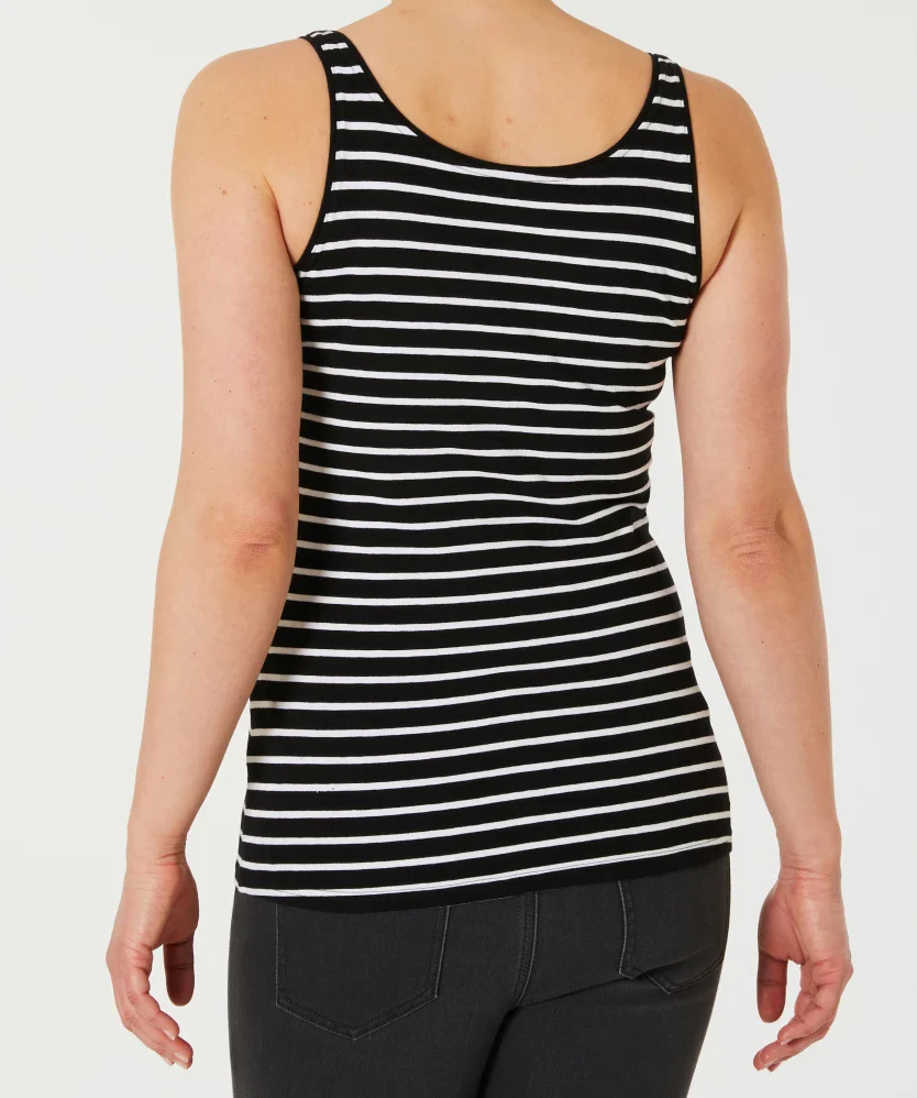 Womens Cotton Stretch Round Neck Striped Tank Top - Image 12