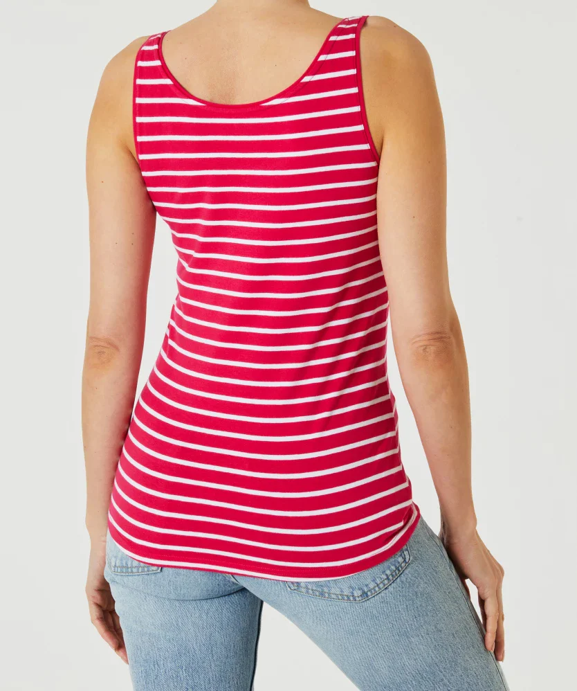 Womens Cotton Stretch Round Neck Striped Tank Top - Image 13