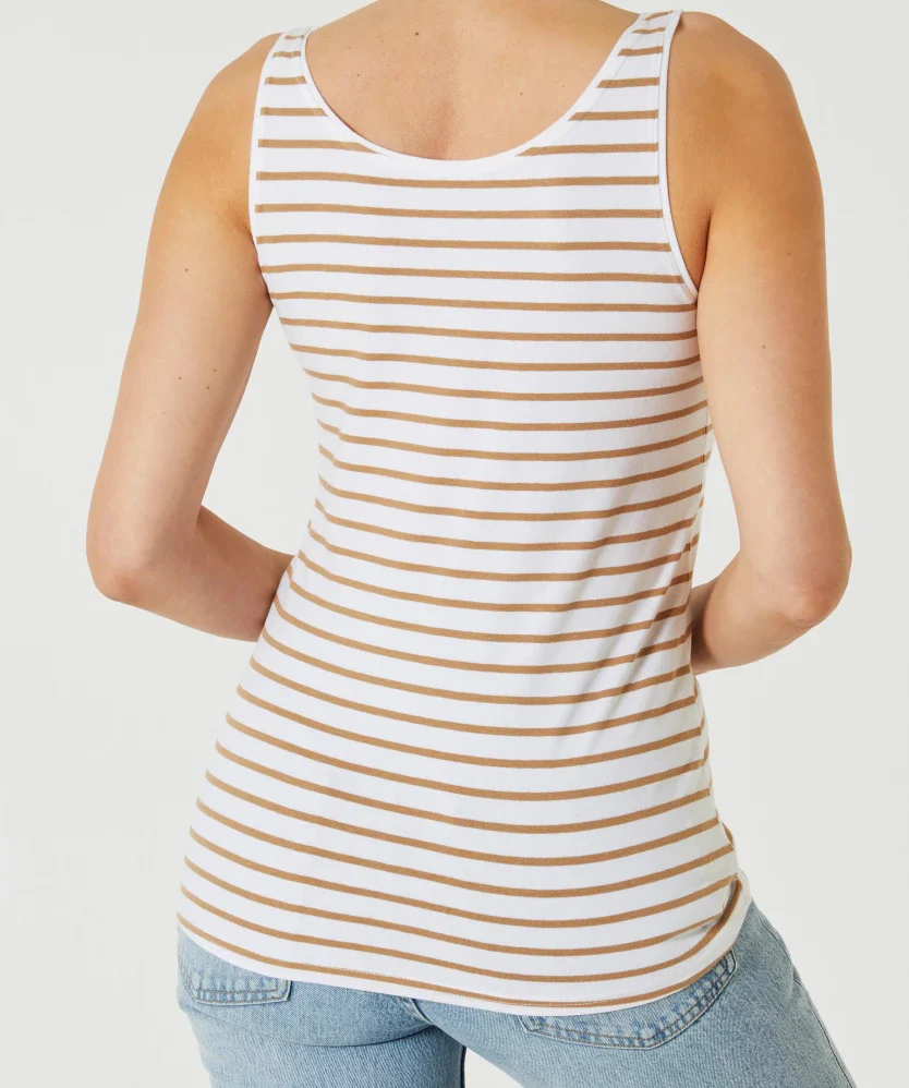 Womens Cotton Stretch Round Neck Striped Tank Top - Image 14