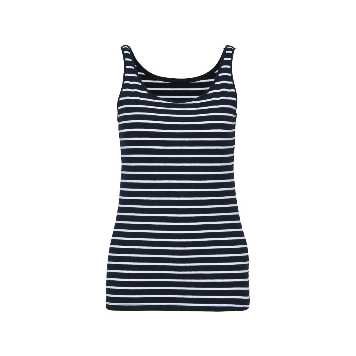 Womens Cotton Stretch Round Neck Striped Tank Top - Image 16