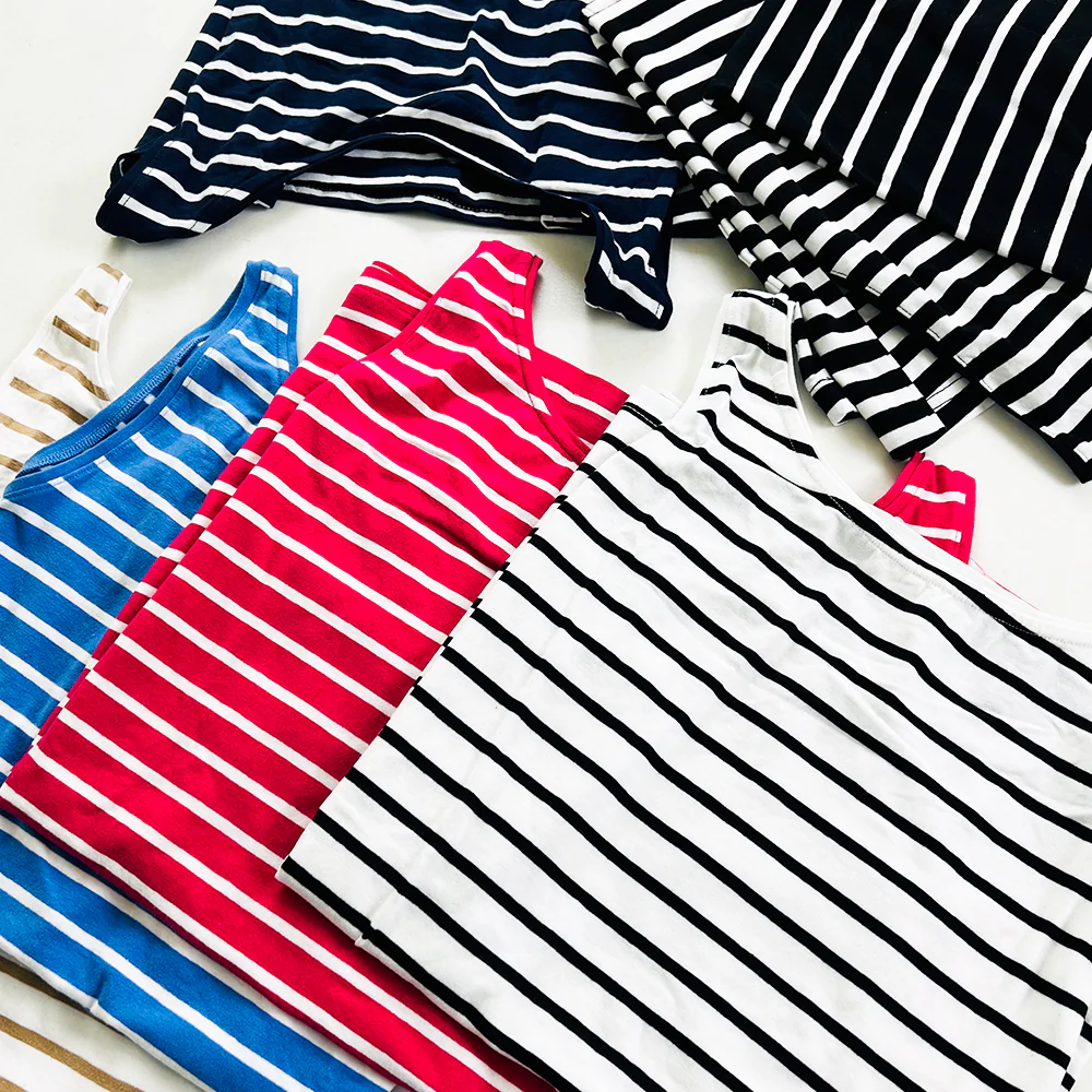 Womens Cotton Stretch Round Neck Striped Tank Top - Image 19