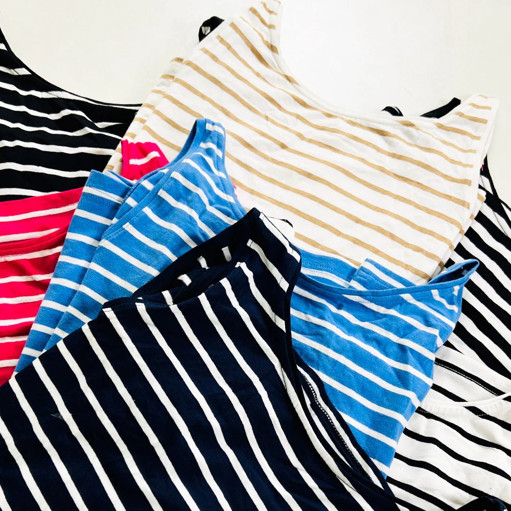 Womens Cotton Stretch Round Neck Striped Tank Top - Image 23