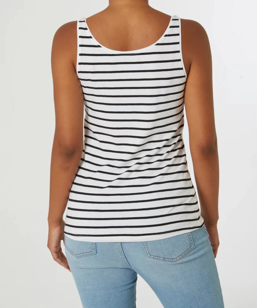 Womens Cotton Stretch Round Neck Striped Tank Top - Image 6