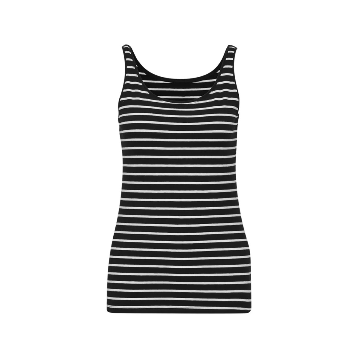 Womens Cotton Stretch Round Neck Striped Tank Top - Image 7